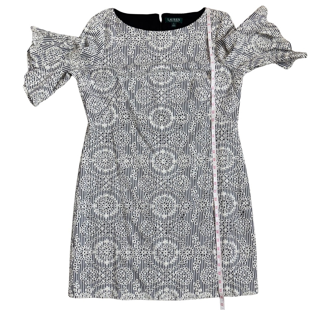 Lauren Ralph Lauren 14 HEAVILY Embroidered Flutter Short Sleeve Striped Spring - Picture 13 of 13